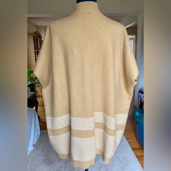 Topshop Neutral Camel Mockneck Poncho Sweater - Picture 5 of 6